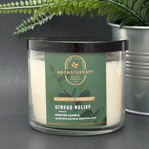 BBW Stress Relief Eucalyptus + Spearmint Bath & Body Works 3 Wick Candle